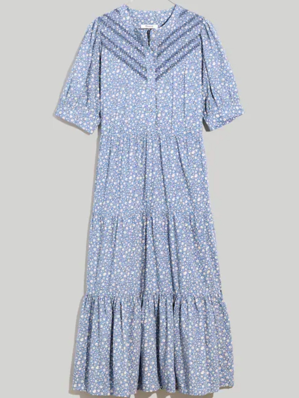 Madewell Embroidered Puff-Sleeve Midi Dress in Cottage Garden Size XS